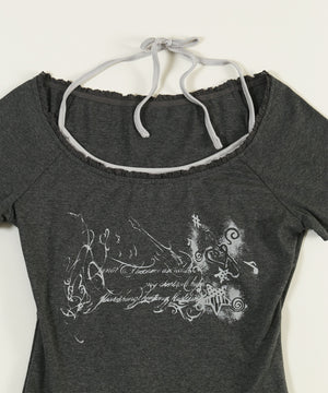 ホルターネックグラフィックTシャツ