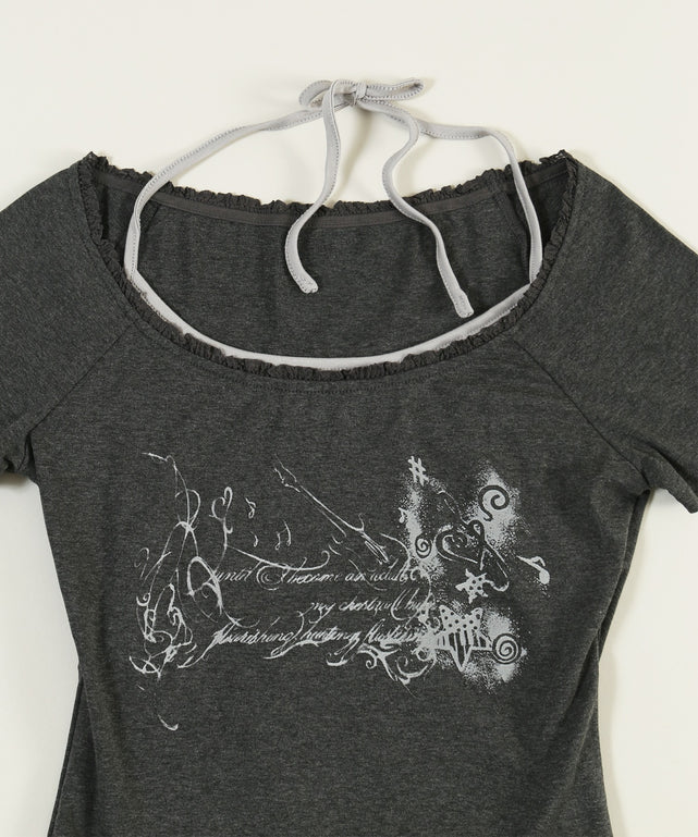 ホルターネックグラフィックTシャツ