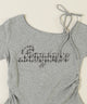 チェックパッチオフショルフリルTシャツ