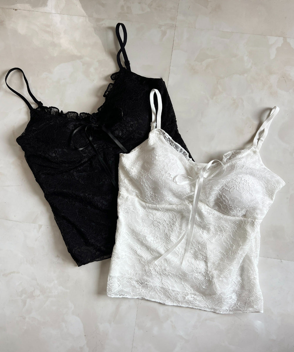 リボンポイントレースキャミソール