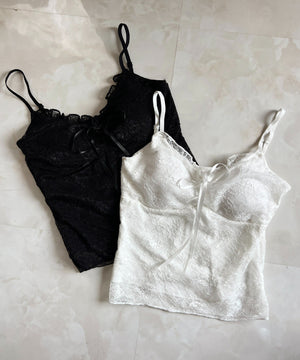 リボンポイントレースキャミソール