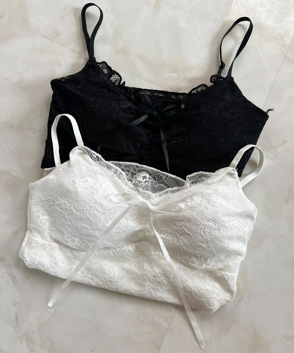 リボンポイントレースキャミソール