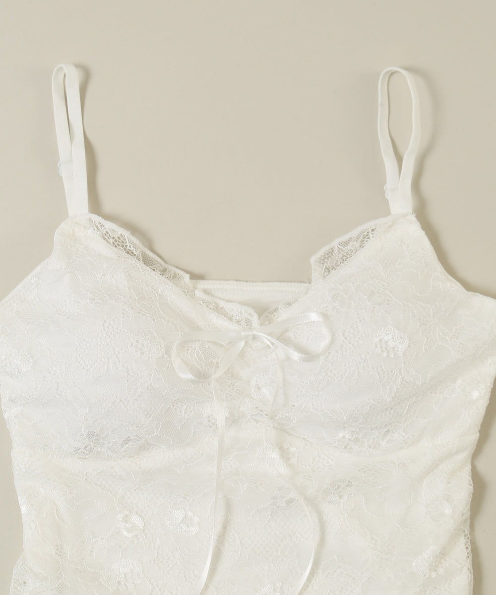 リボンポイントレースキャミソール