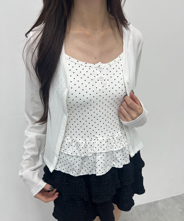 カップインドットキャミソール/ホワイト モデル：157㎝ F着用