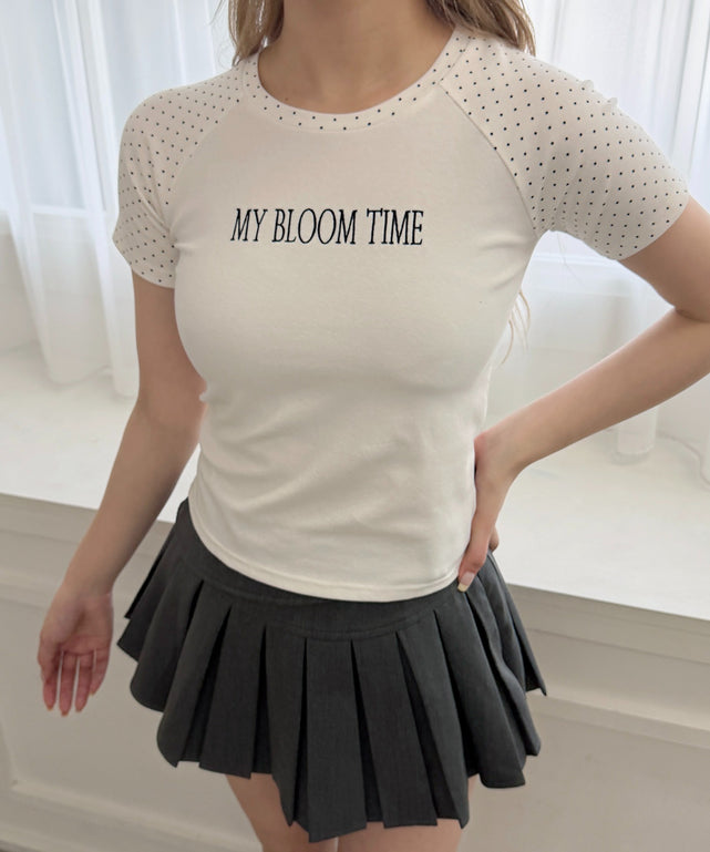 ドットラグランピチTシャツ/ホワイト モデル：160㎝ F着用