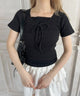 アソートレイヤードレースアップTシャツ/ブラック モデル：160㎝ F着用