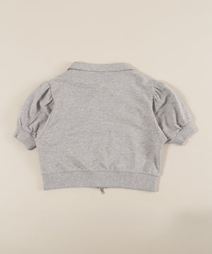 襟付きレースポイント半袖パーカー