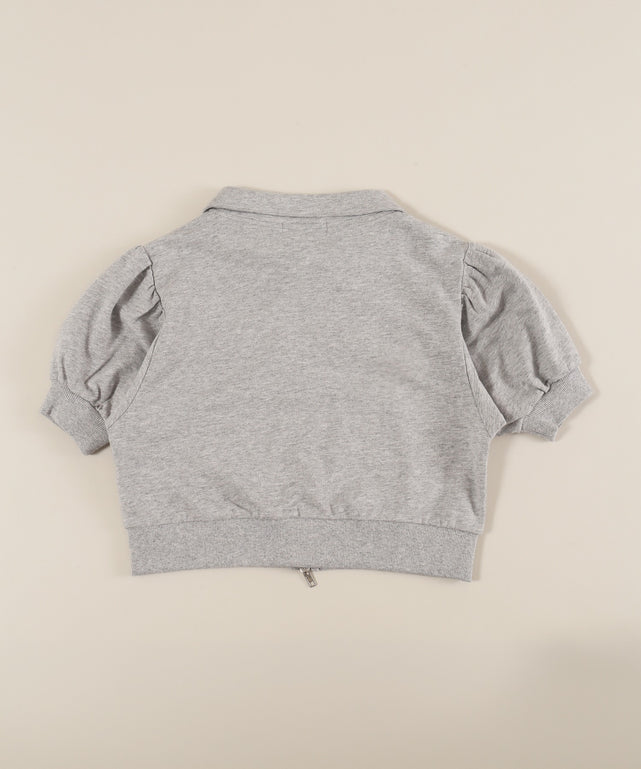 襟付きレースポイント半袖パーカー