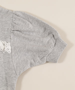 襟付きレースポイント半袖パーカー