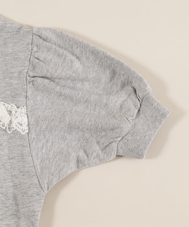 襟付きレースポイント半袖パーカー