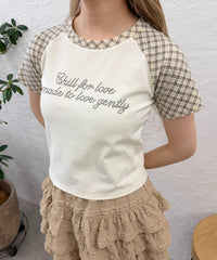 チェックラグランコンパクトTシャツ