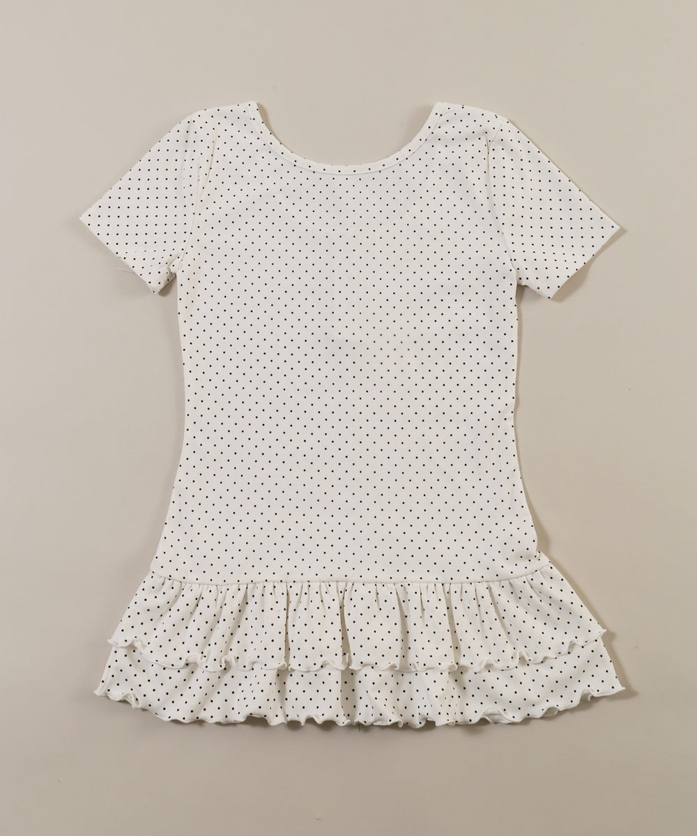 ヘムフリルドット半袖トップス