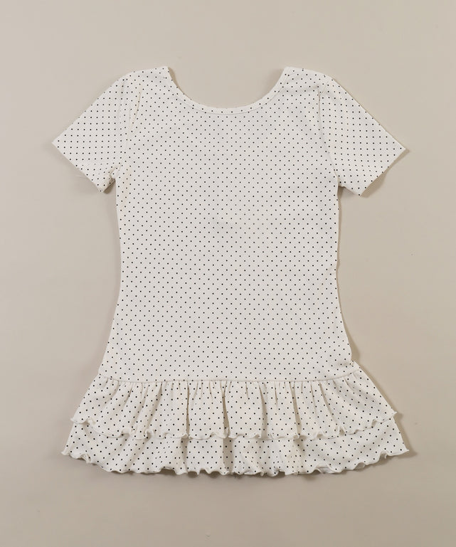 ヘムフリルドット半袖トップス