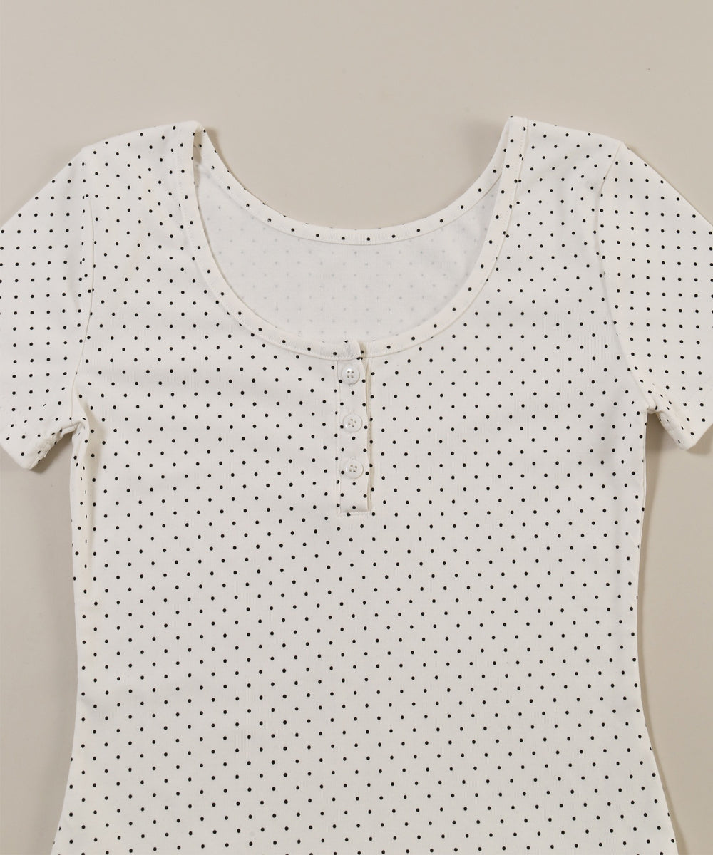 ヘムフリルドット半袖トップス
