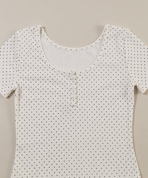 ヘムフリルドット半袖トップス