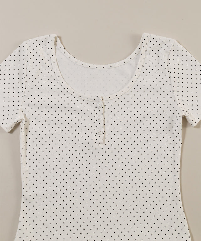 ヘムフリルドット半袖トップス