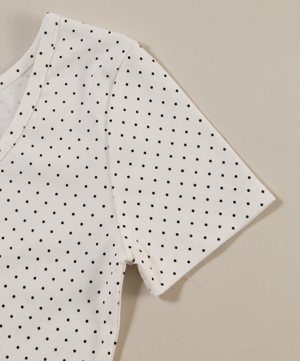 ヘムフリルドット半袖トップス