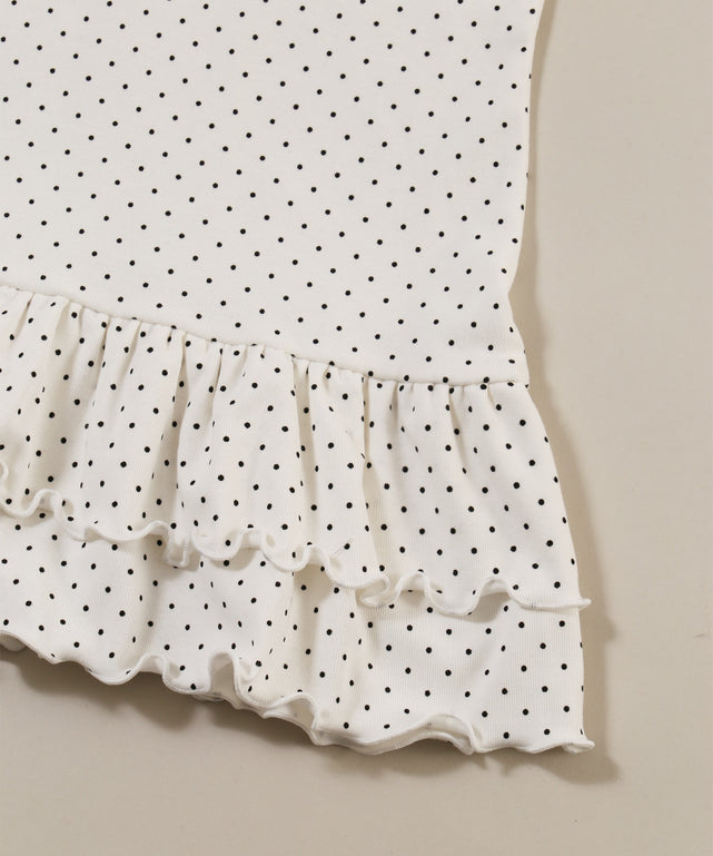 ヘムフリルドット半袖トップス