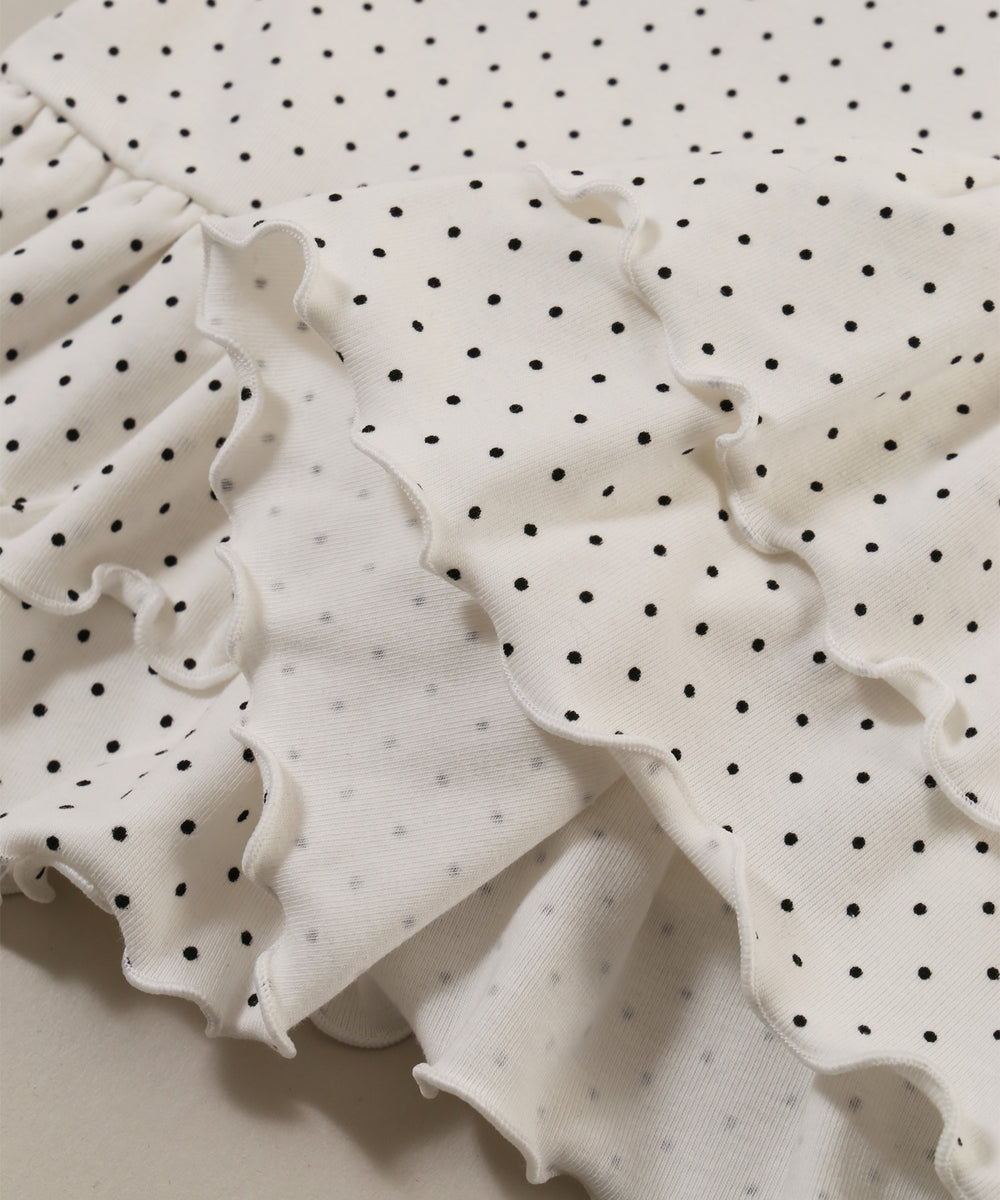 ヘムフリルドット半袖トップス