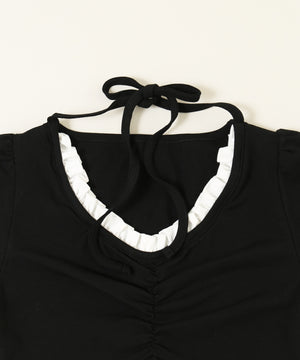 フリルネックチョーカートップス