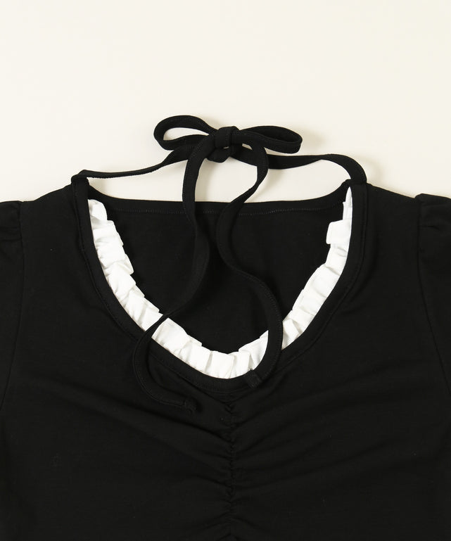 フリルネックチョーカートップス