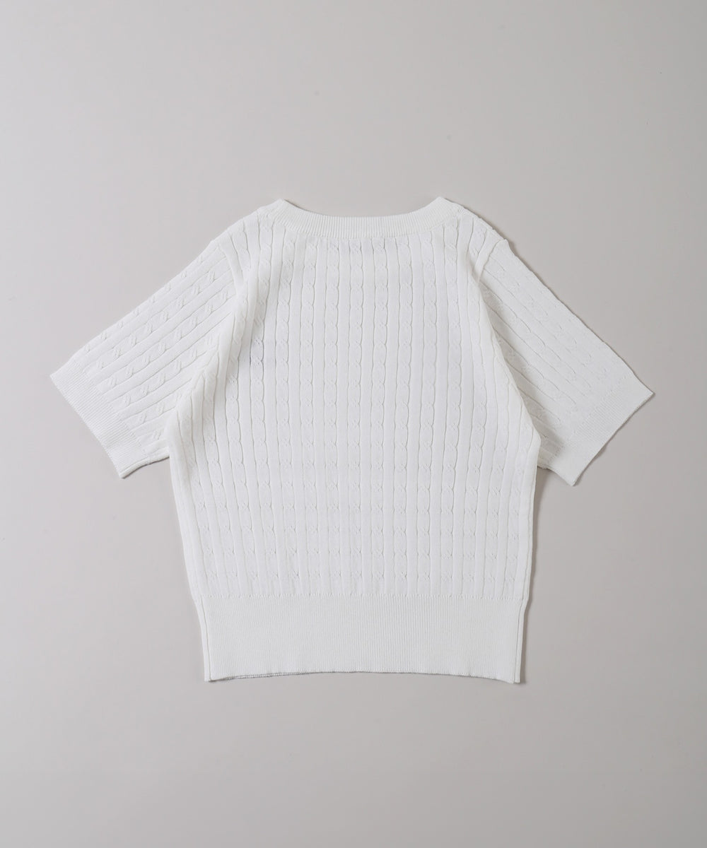 ハートワンポイント半袖ニット