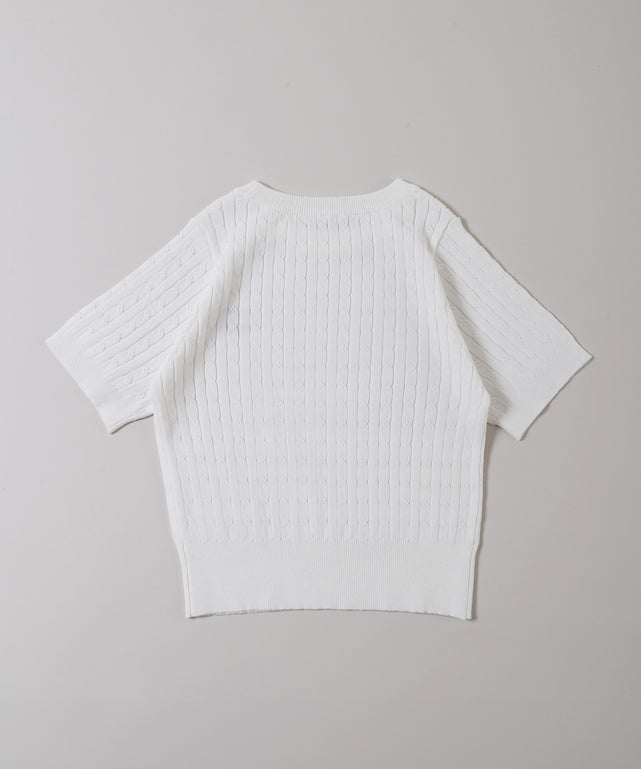 ハートワンポイント半袖ニット