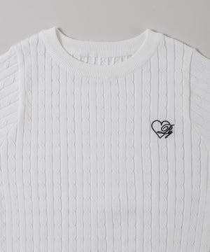 ハートワンポイント半袖ニット