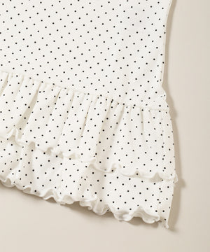 ヘムフリルドットヘンリーネックトップス