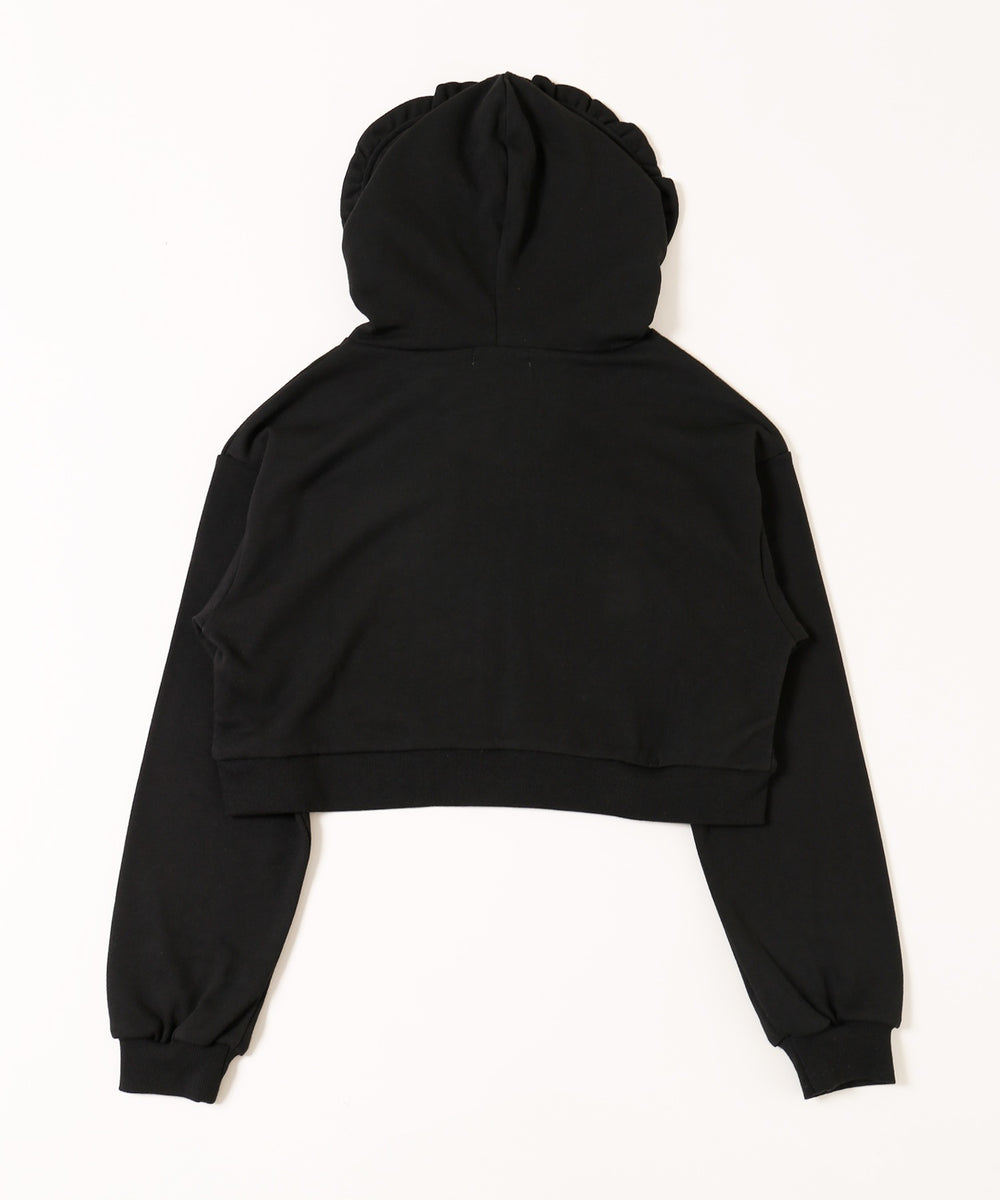 フリルフードリボンジップパーカー