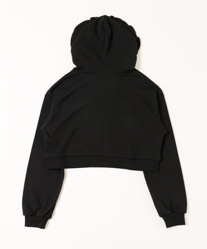 フリルフードリボンジップパーカー