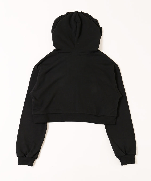 フリルフードリボンジップパーカー