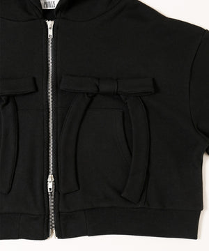 フリルフードリボンジップパーカー