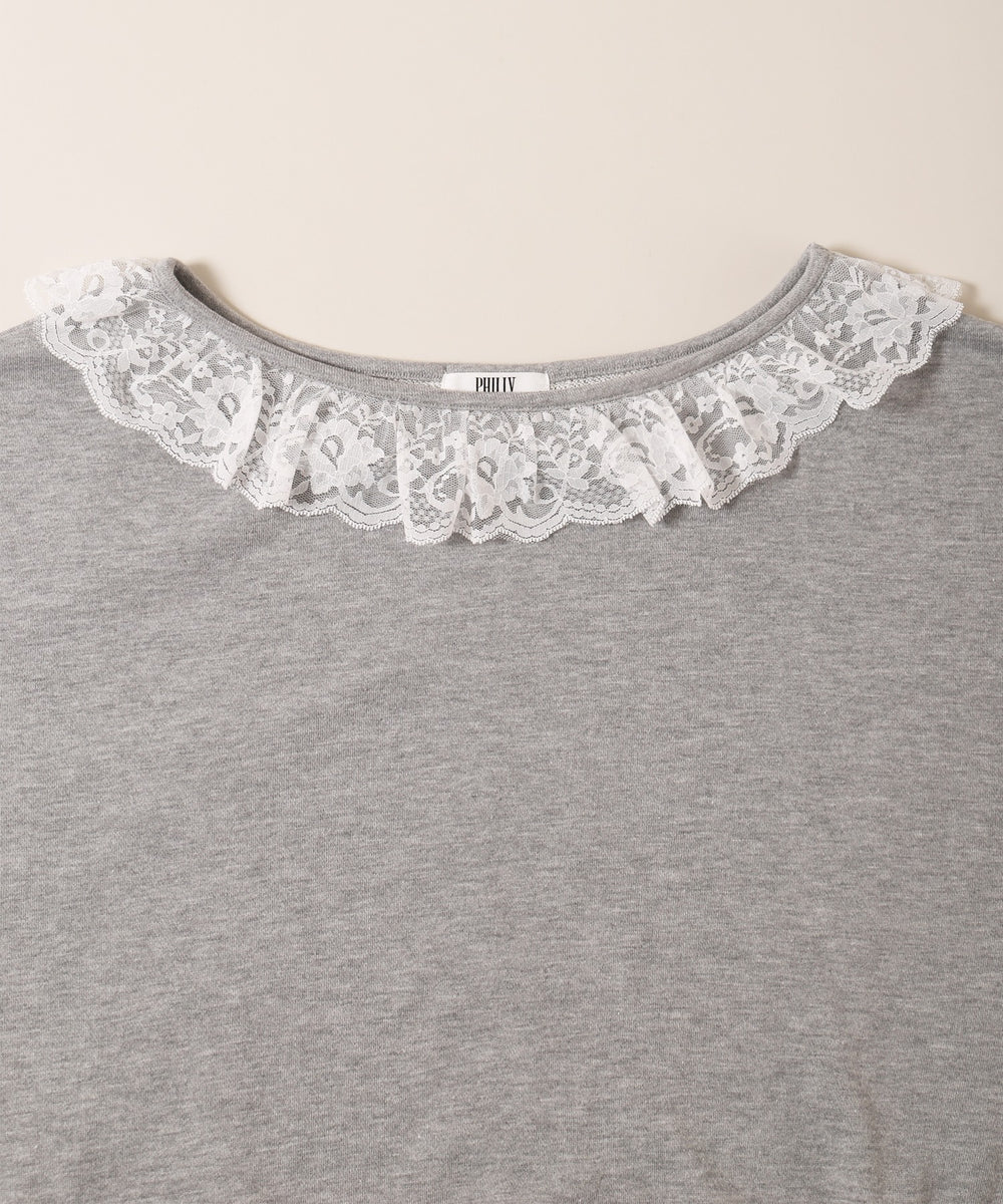 レースパイピングオフショルスウェット