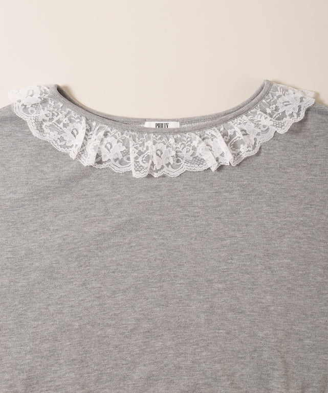 レースパイピングオフショルスウェット