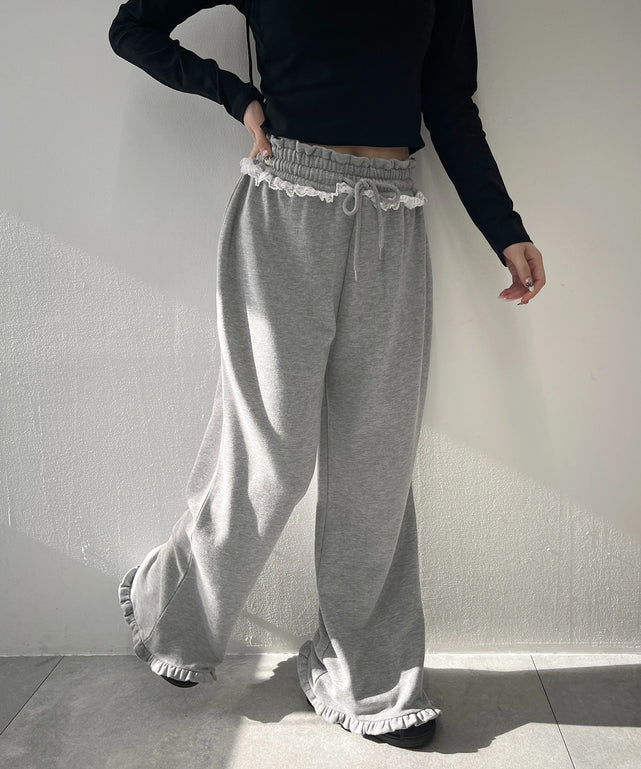 フリルスウェットパンツ/グレー モデル：160㎝ F着用