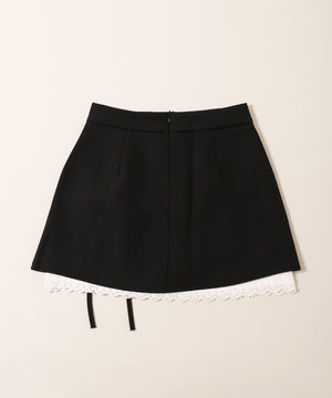 レースレイヤードリボンミニスカート