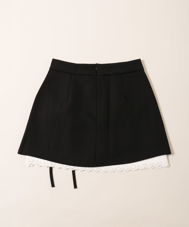 レースレイヤードリボンミニスカート