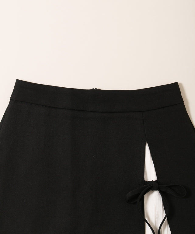 レースレイヤードリボンミニスカート