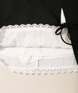 レースレイヤードリボンミニスカート