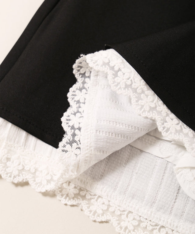 レースレイヤードリボンミニスカート