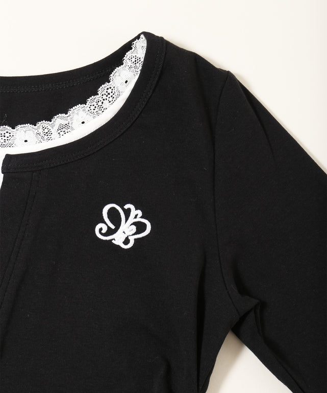 レースネックレイヤードロンT