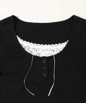 ヘンリーレースレイヤードトップス