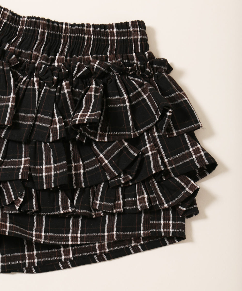 フリルチェックショートパンツ