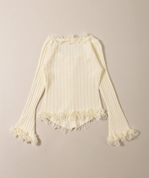 フリルレースパイピングカーディガン