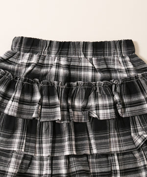 3段チェックフリルスカート