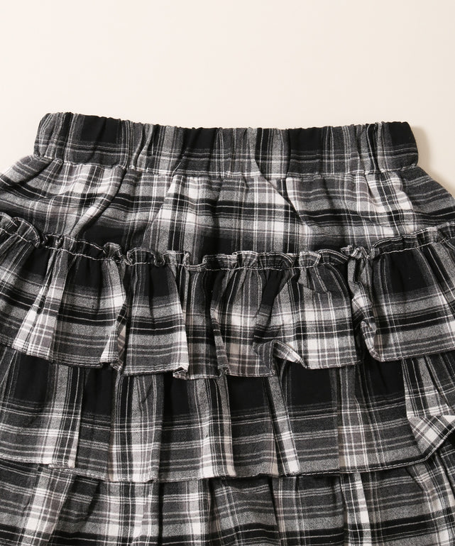 3段チェックフリルスカート