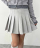 ダンボールニットプリーツスカート/グレー モデル：157㎝ F着用
