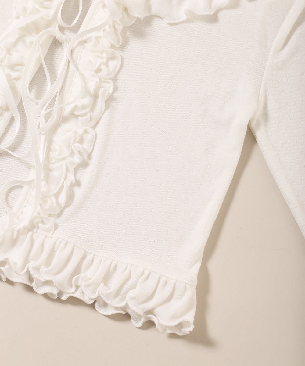 ハリヌキフリルカーディガン