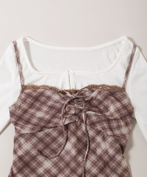 チェックキャミセットカーディガン